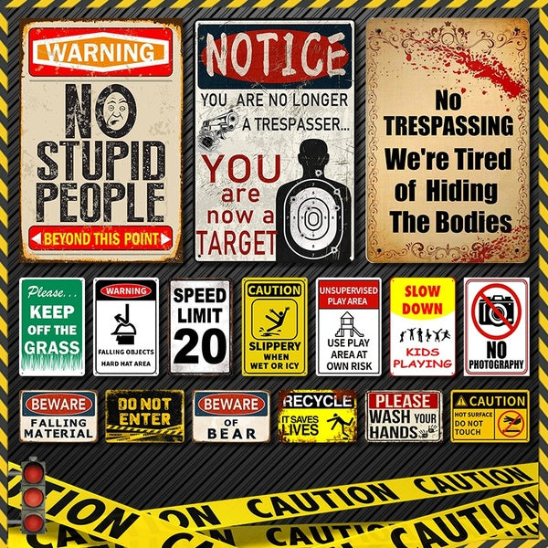 No Stupid People Retro Metal Sign For Cafe Pub House Outdoor Garage Motel Courtyard Restaurant Wall Decor 8 x 12 Inches