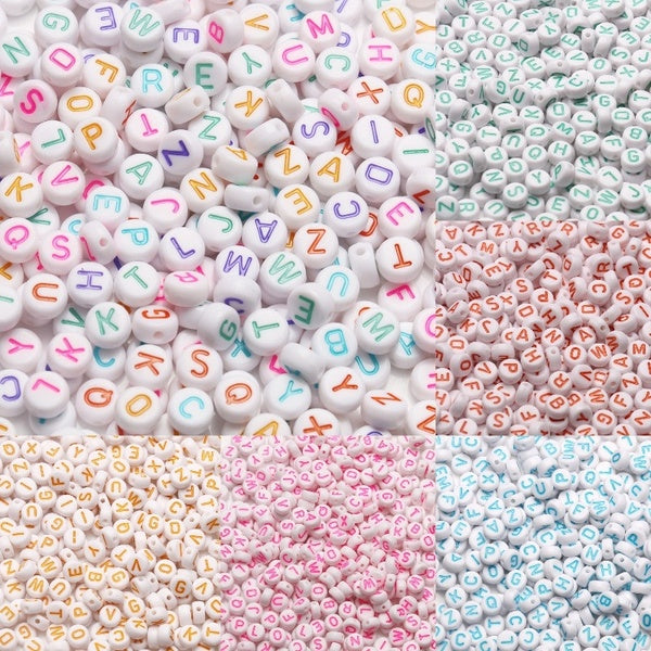 50-100pcs Mixed Color Letter Acrylic Beads Round Flat Alphabet Loose Spacer Beads For Jewelry Making Handmade Diy Bracelet Accessories (40 Style ) Matron Inn