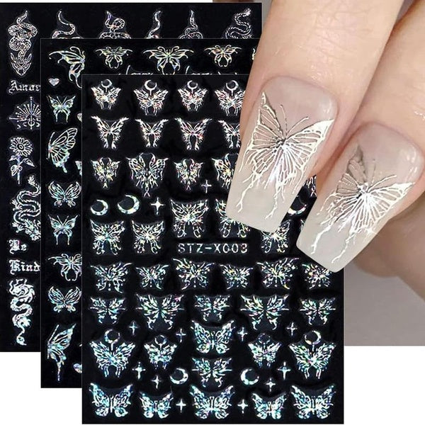 Butterfly Nail Art Stickers Decals Self-Adhesive Moon Nail Supplies Nail Art Design Decoration Accessories