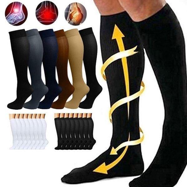 New Upgrade Material Body Shaping Style Stocks Long Tube Men Male Varicose Socks Pain Reliefing Chemical Fiber Compression Socks15-20mmHg 1-2-3-4-5-6
