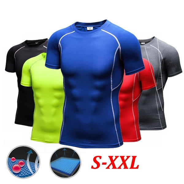 Summer Men Breathable Skinny Compression Quick Dry Undershirt Fitness T-Shirts Tops