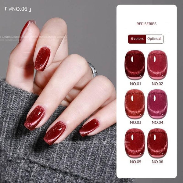Nail Art Red Series Crystal Cat Eye Magnetic Gel 10ml Nail Polish Laser Magnet Soak Off UV LED Semi Permanent Varnish Manicure