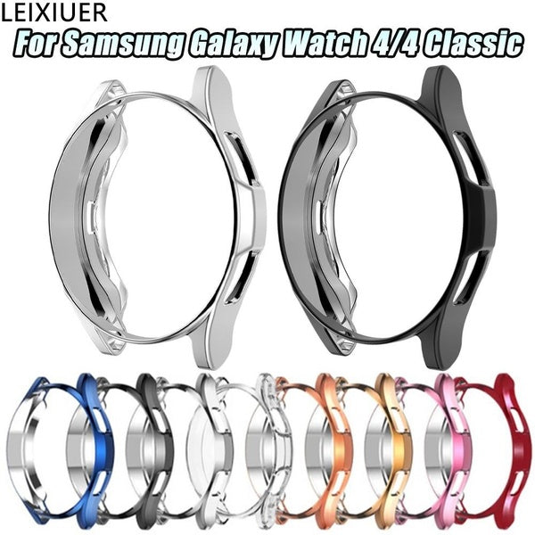LEIXIUER Soft TPU Case with Film For Samsung Galaxy Watch 4 Classic 46mm-42mm Plated All-around Anti-fall Screen Protector for Galaxy Watch 4 44mm-40