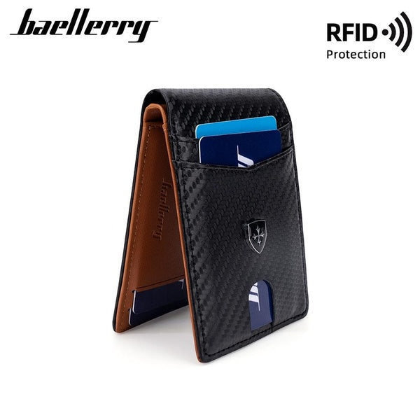 Nouveau portefeuille pour homme Baellerry portefeuille multi-cartes en fibre de carbone Sac à cartes anti-magnétique RFID mince multifonctionnel