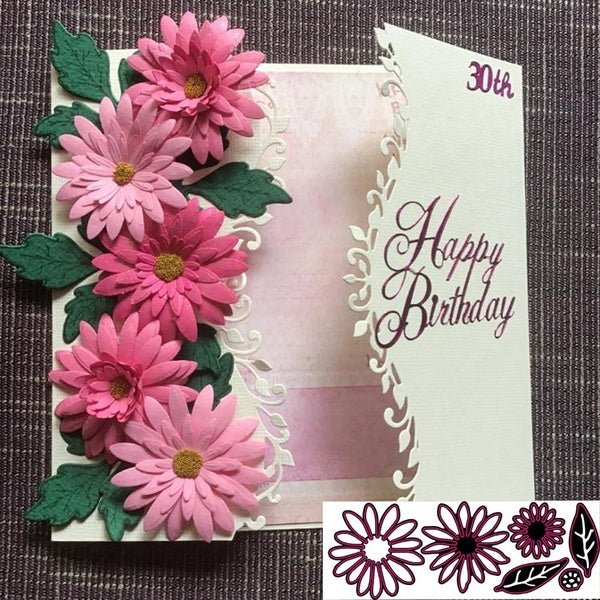 Marguerite fleur métal matrices de découpe bricolage Rose feuille Scrapbook gaufrage papier cartes Album Art pochoir pour carte de voeux, Invitation