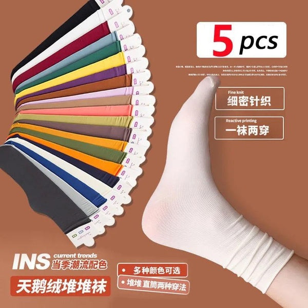 5 Pair Women Socks Summer Spring New Thin Loose Socks Colorful Lady Long Socks Fashion Girls Students Solid Socks