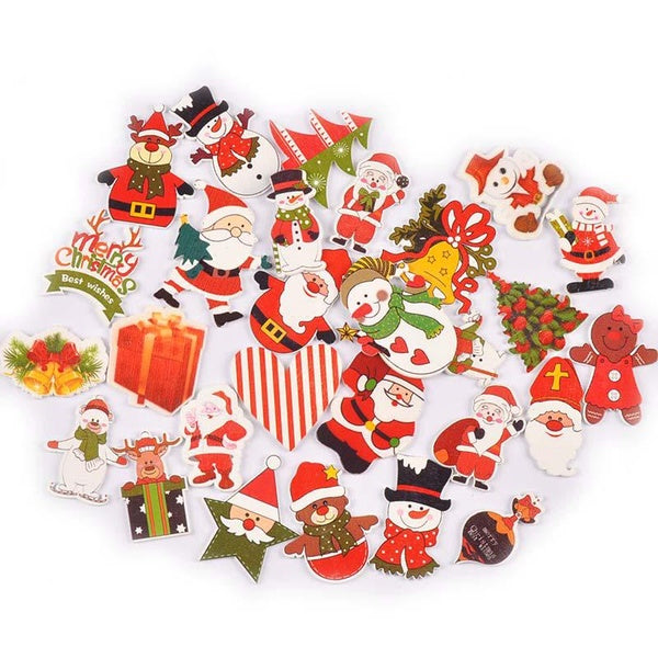 20pcs Mixed Wooden Buttons For Handwork DIY Scrapbook Sewing Accessories Clothes Supplies No Hole Wood Crafts Xmas Home Decor MT2258