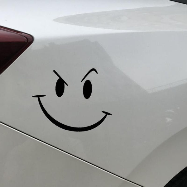 Smirk Face Vinyl Car Sticker Funny Cartoon Car Decal for Car Window Bumper Body Decoration