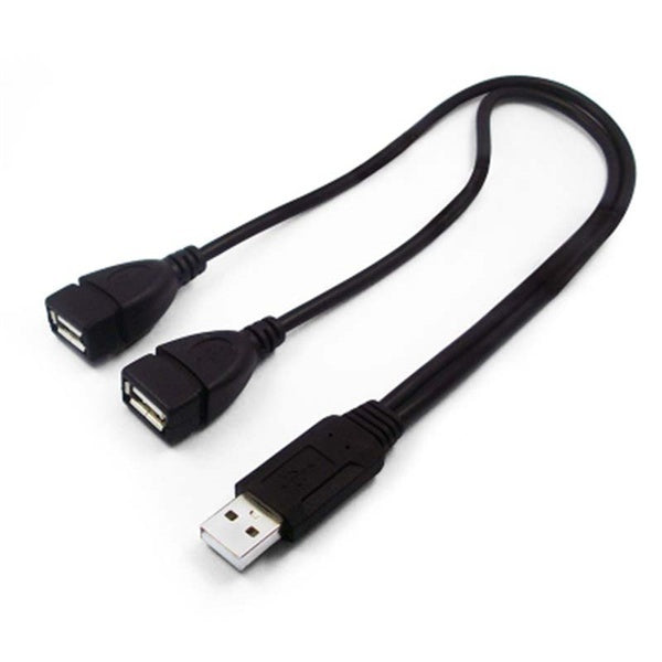 Cordon d'alimentation portable noir A-mâle à 2 A-femelle USB2.0 Double câbles de données femelles Extension USB Y Câble Y Splitter