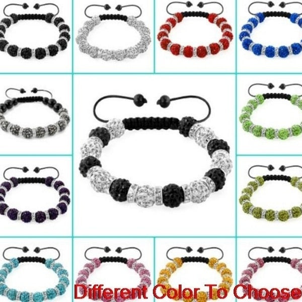 1pcs 10mm birthday gift b3434 white black Disco beads AB clay handmade rhinestones Crystal Shamballa Bracelet spacer Jewelry for women men Bangles lo