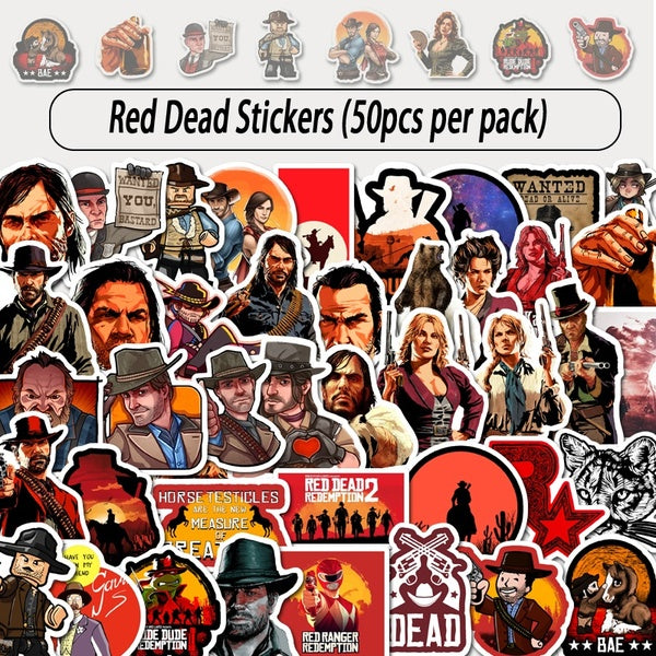 50 pcs Game Red Dead stickers for DIY Luggage Laptop Skateboard Motorcycle Bicycle stickers
