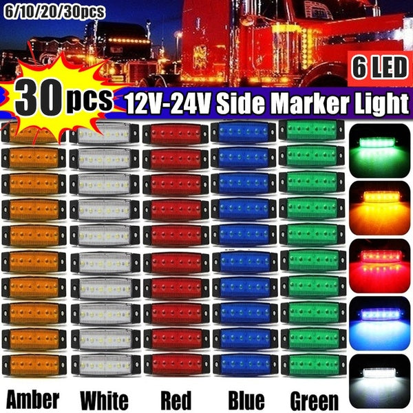NOUVEAU 30-20-10-6Pcs 12V-24V 6 LED Étanche Side Markers Indicateur Lumière De Voiture Avant Side Marker Light Lampe Indicateur pour Voiture Camion R