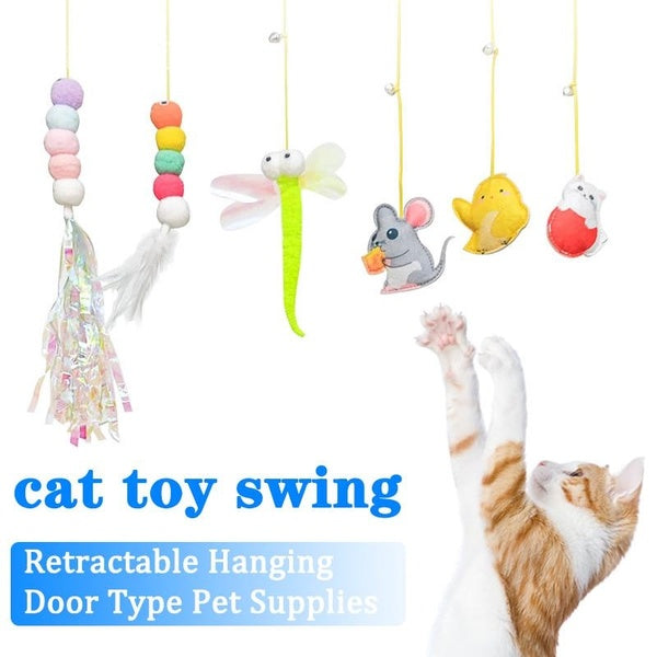 Cat Toy Hanging Simulation Funny Self-hey Swing Grabbing Rope Interactive Toy for Kitten Playing Teaser Wand Toy Cat Supplies