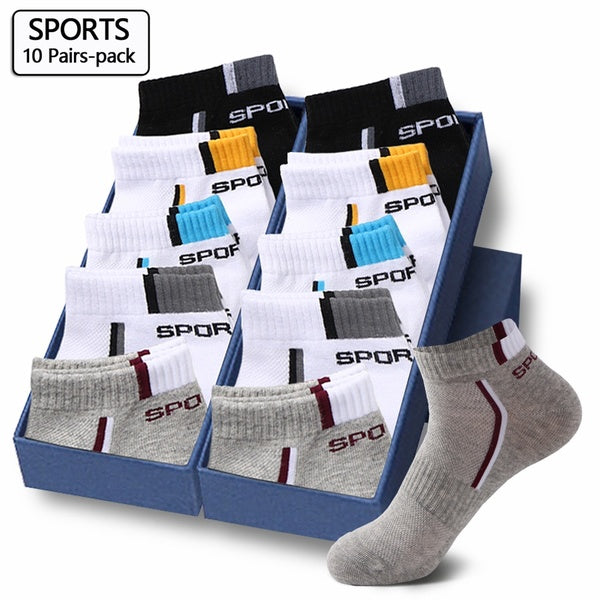 10 Pair High Quality Men Ankle Socks Breathable Cotton Sports Socks Mesh Casual Athletic Summer Thin Cut Short Sokken Size 38-48