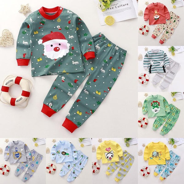Fashion Baby Kids Pajamas Sets Cotton Boys Sleepwear Suit Autumn Cartoon Pajamas Long Sleeve Pijamas Tops+Pants 2pcs Animal Pjs