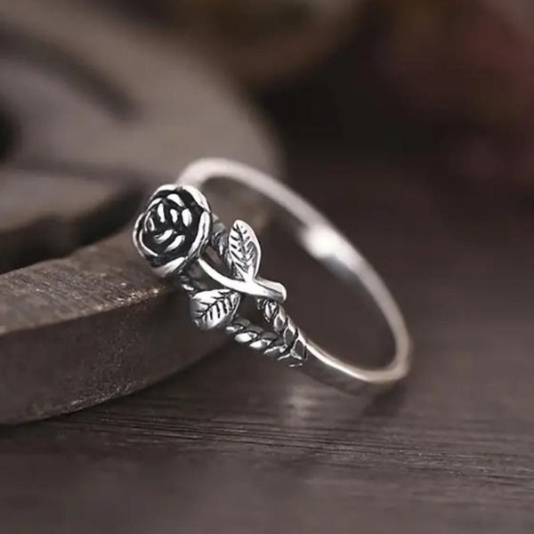 Vintage 925 Sterling Silver Rose Flower Rings pour femmes Casual Party Rings Jewelry