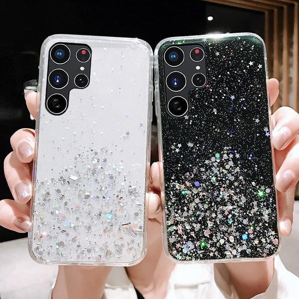 Coque de téléphone en silicone souple Bling Glitter Star pour Samsung Galaxy S23Ultra S23 S23 Plus couverture arrière souple mince pour Samsung S21FE
