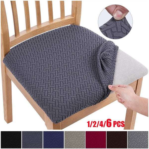 Stretch Elastic Dining Room Chair Seat Covers Universal Removable Washable Chair Seat Comfortable Cushion Slipcover