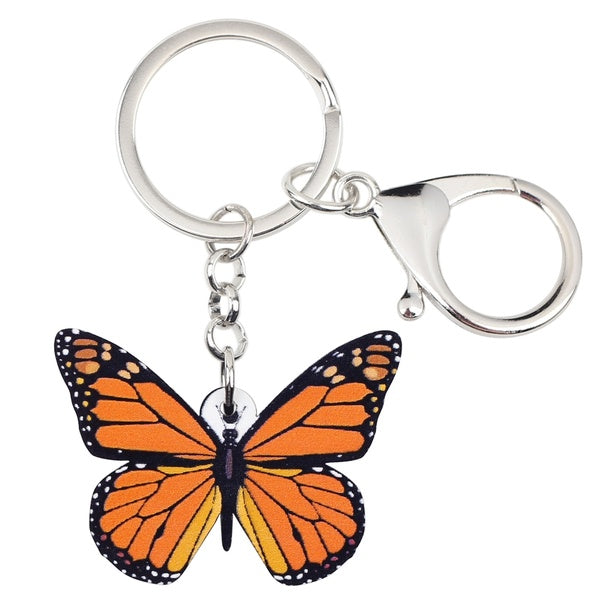 Acrylique Orange monarque papillon porte-clés insecte porte-clés bijoux animaux charme cadeau pour dames enfants sac à main sac à main pendentif acce