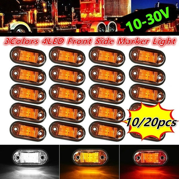 10-20PCS White-Yellow-Red Sealed Trailer Truck Sidelights Clearance Side Marker Light with 4LED Lights Lamps of Motor Trucks