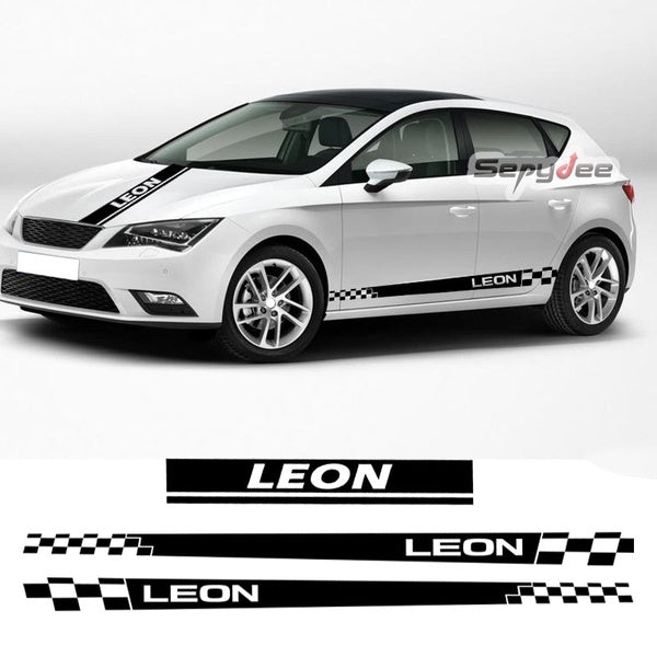 Car Styling Capot Capot Rayures Autocollant Racing Sport Porte Côté Jupe Graphique Vinyle Film Decal Pour Seat Leon Voiture Accessoires