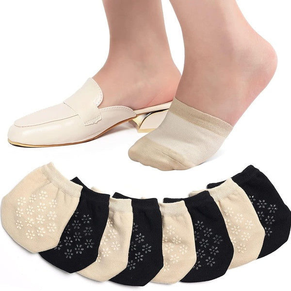 Toe Topper Socks No Show Liner Half Socks for Women Seamless Grip Non Slip Socks Hidden Toe Covers Socks for Mule