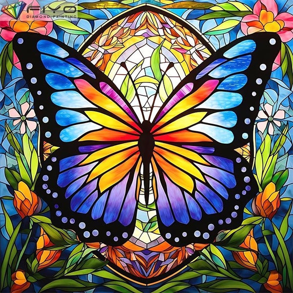 FIYO Dragonflies DIY 5D Diamond Painting Full Drill with Number Kits Home and Kitchen Fashion Mosaic Diamond Painting Canvas Wall Decoration Gift Cra