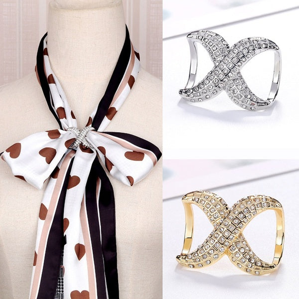 Women's Fashion Scarf Accessories Simple Style Fine Costume Jewelry Luxury Bling Scarves Buckle Holder Clip