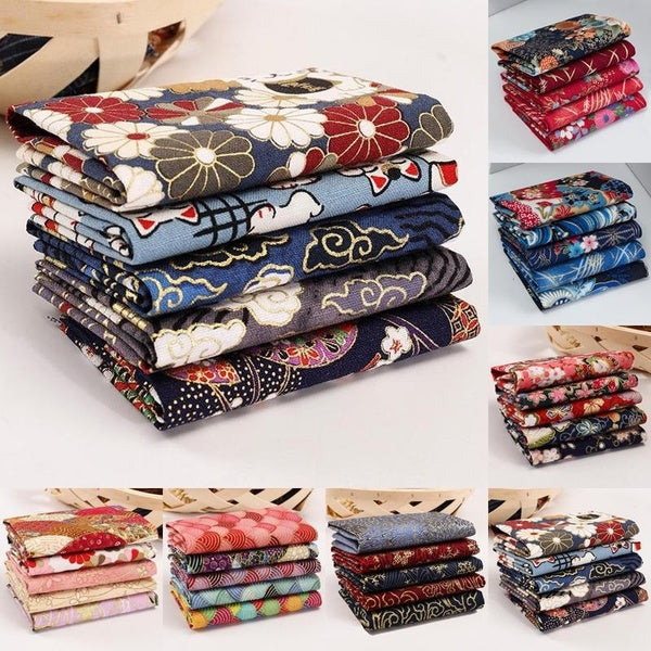 5pcs Bronzing Japanese Printed Cotton Fabrics Quilting Fabric for DIY Sewing Patchwork Needle Arts 20x25cm-pcs