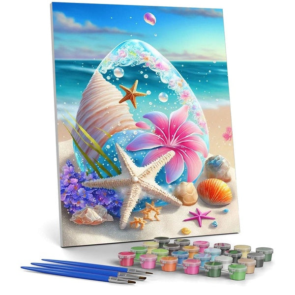 （Sea）FIYO Diy Oil Paint by Numbers Kits for Adults and Kids Beginner on Canvas Fashion Oil Painting Wall Art for Gift( No Frame )