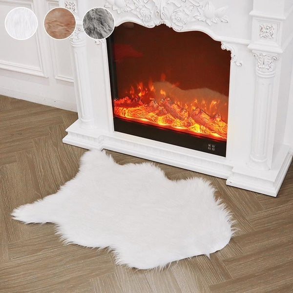 Faux Fur Chair Seat Covers, Fluffy Shag Sheepskin Bedside Rugs Throw Washable for Bedroom Floor Sofa Living Room Runner