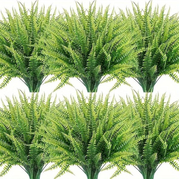 10 Bundles Artificial Plants Outdoor UV Resistant Fake Plants Premium Oxidation Resistance Artificial Flower Real Touch Fake Boston Fern