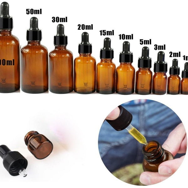 Amber Glass Liquid Reagent Pipette Bottle Eye Dropper Drop Aromatherapy Essential Oil Bottle Cosmetic Bottle Mini High quality 1ml 2ml 3ml 5ml 10ml 1