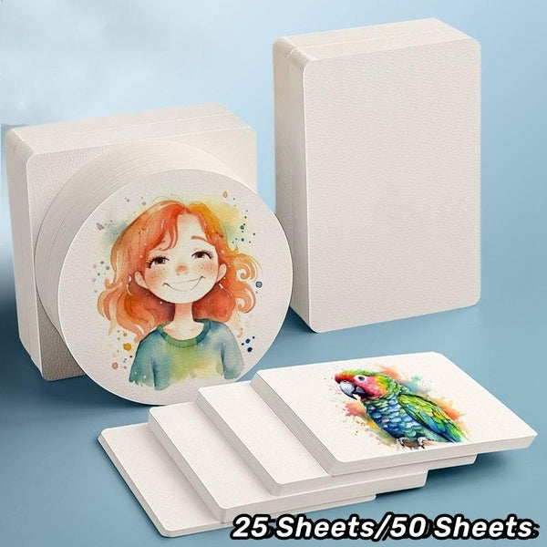 Square-Round Watercolor Paper 300g 25-50 Sheets Professional Water Color Paper Postcard for Painting School Supplies