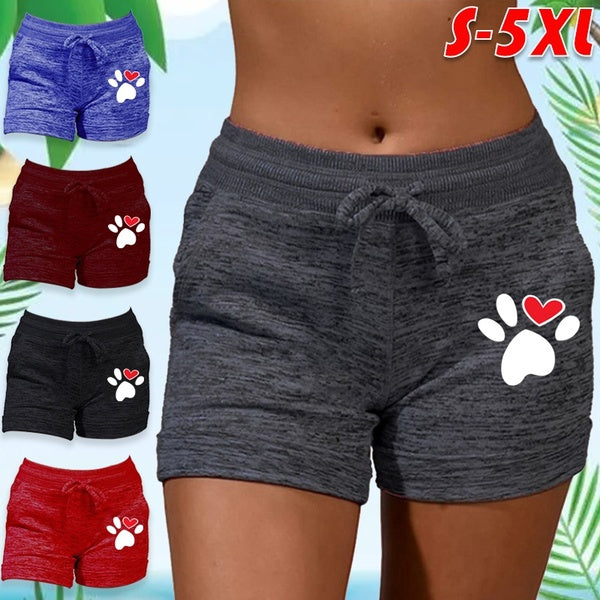 Summer Funny Pattern Printed Shorts for Women Fashion Fitness Elastic High Waist Shorts Outdoor Running Sports Shorts 6 Colors