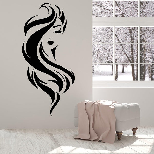 Beautiful Face Girl Beauty Makeup Vinyl Wall Decal Home Decor Removable Hair Salon Wall Stickers Bedroom Posters