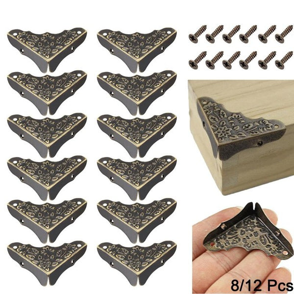 8-12pcs Metal Book Scrapbooking Albums Menus Folders Antique Bronze Notebook Corner Protectors Corner Protection