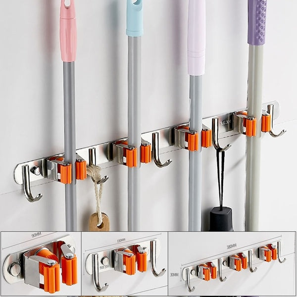 Broom Hanger Mop and Broom Holder Broom Organizer Grip Clips Wall Mounted Garden Storage Rack with Screws