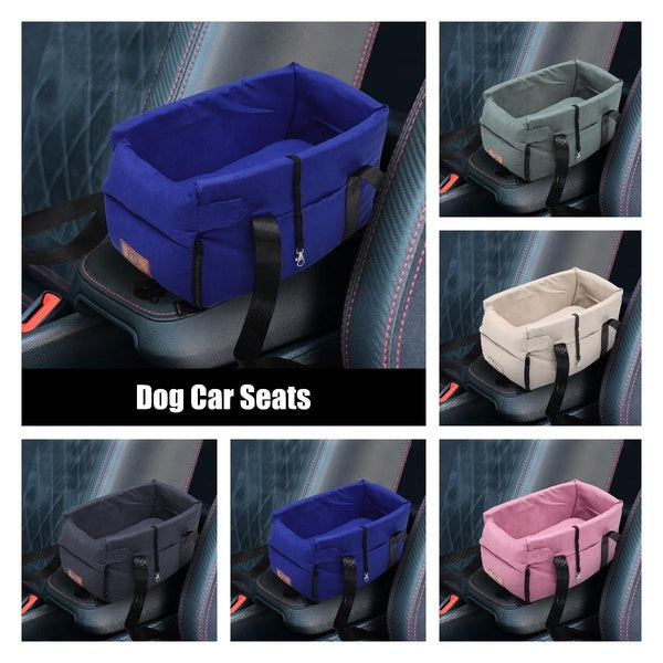 X AUTOHAUX Cotton Pet Dog Car Seat Adjustable Straps Central Control Nonslip Dog Beds Safe Car Armrest Box Kennel Bed for for Medium Small Sized Pupp