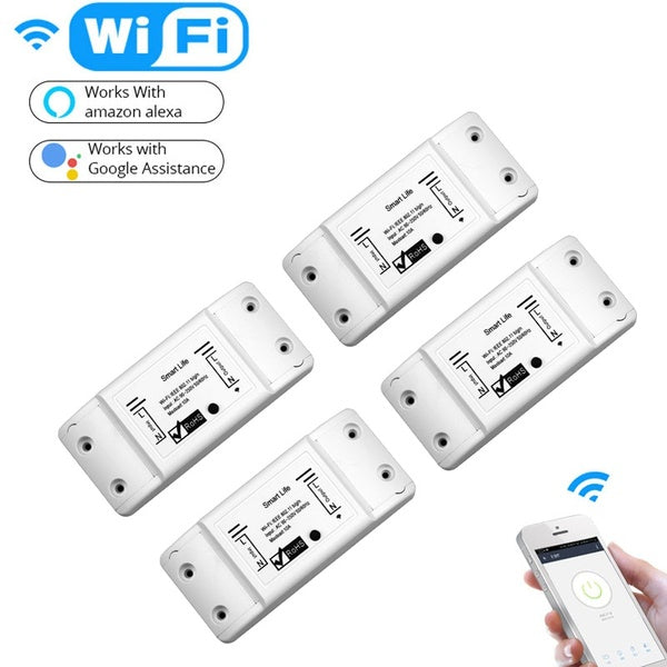 Moes DIY WiFi Smart Light Switch Disjoncteur Universel Minuterie Télécommande Sans Fil Fonctionne avec Alexa Google Home Smart Home 4 Pièces