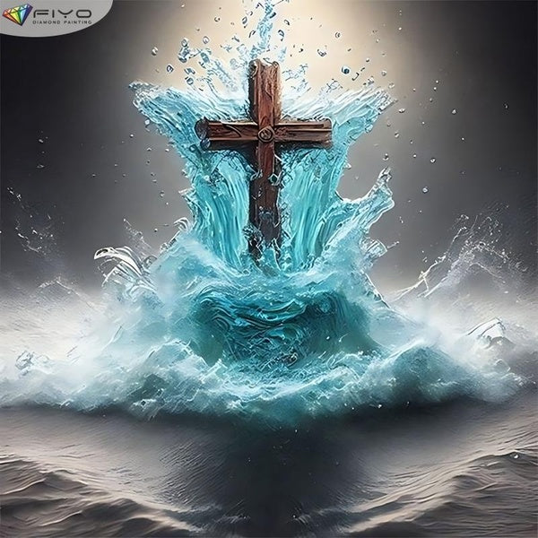 FIYO Cross DIY 5D Diamond Painting Full Drill with Number Kits Home and Kitchen Fashion Mosaic Diamond Painting Canvas Wall Decoration Gift Crafts fo