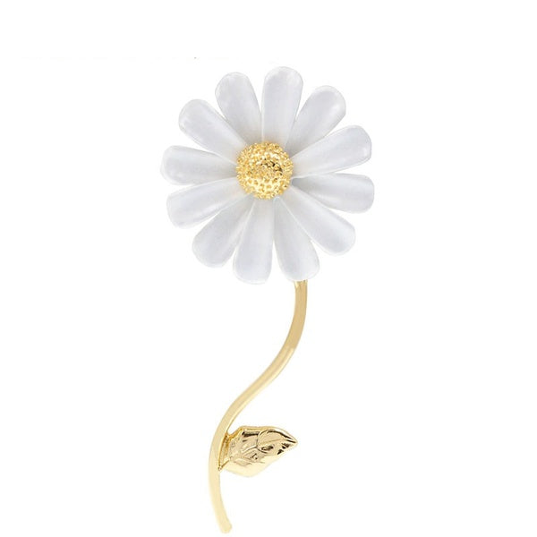 New Fashion Enamel White Color Flower Brooches For Women And Men Wedding Party Plants Daisy Brooch Pins High Quality