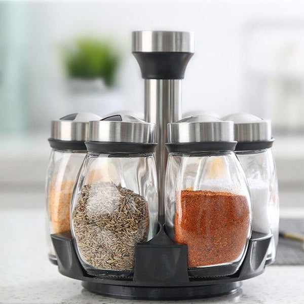 Pot à épices verre organisateur poivrières cuisine conteneur de stockage sucre assaisonnement sel Rack porte-bouteille étagère cuisine Gadget