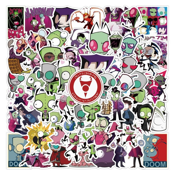 10-55PCS Animation Alien Invader Zim Stickers Graffiti Sticker Decorative Water Cup Mobile Phone Notebook Suitcase Computer Guitar Skateboard Helmet