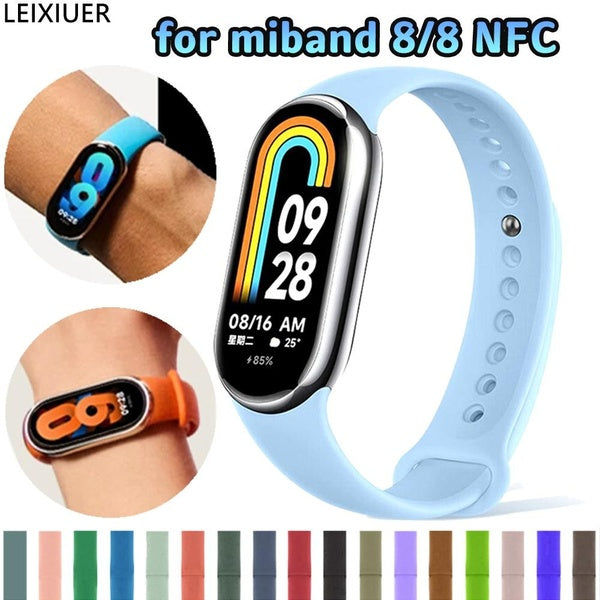 LEIXIUER Band for Mi Band 8 NFC for Xiaomi MiBand 8, Silicone Sport Soft Accessories SmartWatch Wristband Bracelet Strap