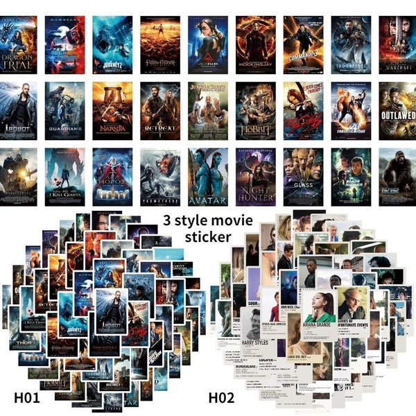 3style 50Pcs Mixed Classic Movie Anime Stickers Poster Graffiti Stickers for DIY Luggage Laptop Skateboard Motorcycle Bicycle Stickers