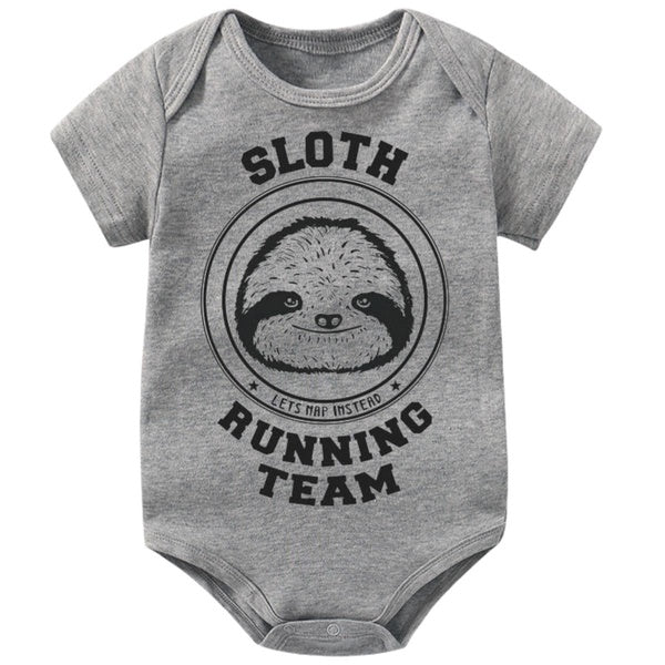 Sloth Running Team Baby Onesie,Cute Baby Bodysuit for Boys Girls,Creeper Infant One-piece,Funny Novelty Short Sleeve Jumpsuit Romper,Newborn Babygrow