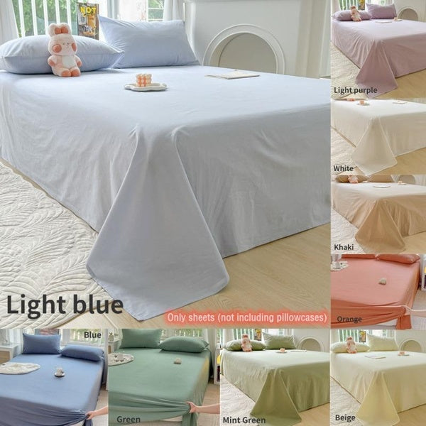 Solid color bed sheet for household double bed sheet minimalist bed sheet