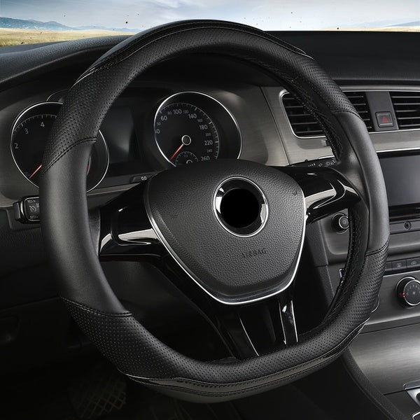 D Shape Car Steering Wheel Cover Leather For VW Golf K3 POLO JATTA Suzuki Swift Nissan Rogue 2017 2018 2019 2020