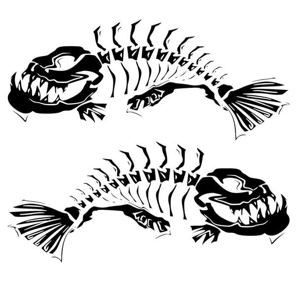 21.6*18.7CM 1Pair Skeleton Fish Door Decoration Decals Classic Stylish Car Styling Stickers Accessories C6-0619